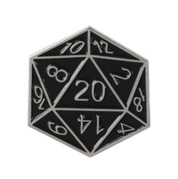 Thumbnail for Black & Silver D20 Pin - Novelty