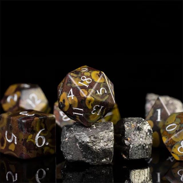 Brown Camouflage Jasper Gemstone - 7pcs RPG Dice Set