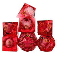 Thumbnail for Green Eye Ball in Clear & Red Liquid Filled Sharp Resin - 7pcs RPG Dice Set