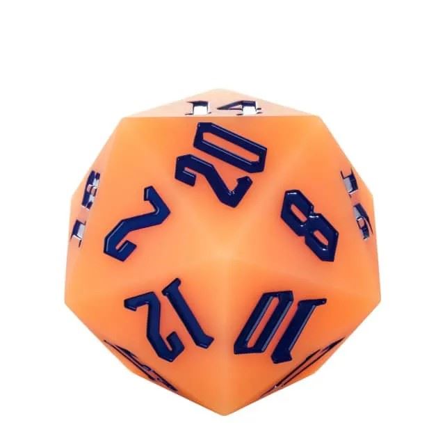 Blue on Solid Orange Silicone - D20 RPG Dice