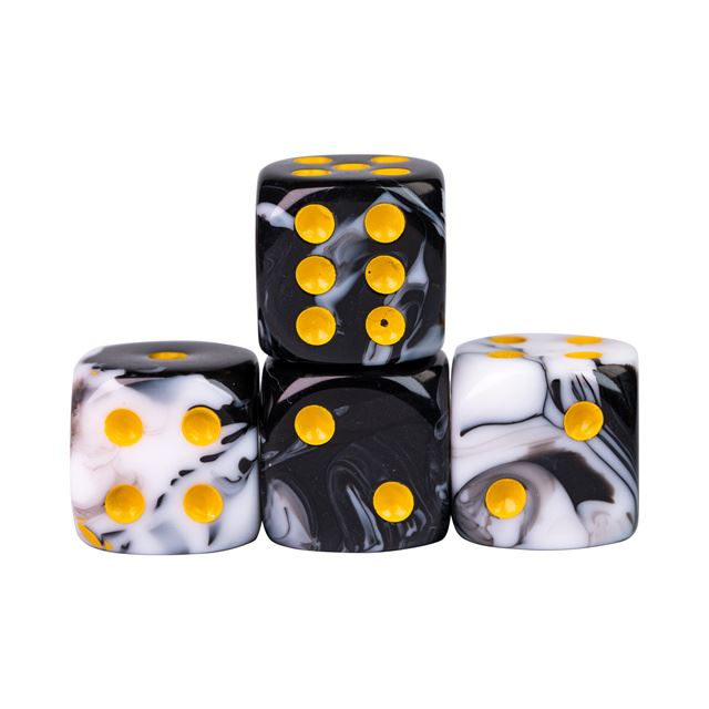 12mm White & Black Acrylic - 10pcs D6 RPG Dice Set