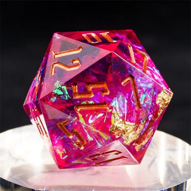 Candy in Black & Pink with White Foil Sharp Resin - D20 RPG Dice