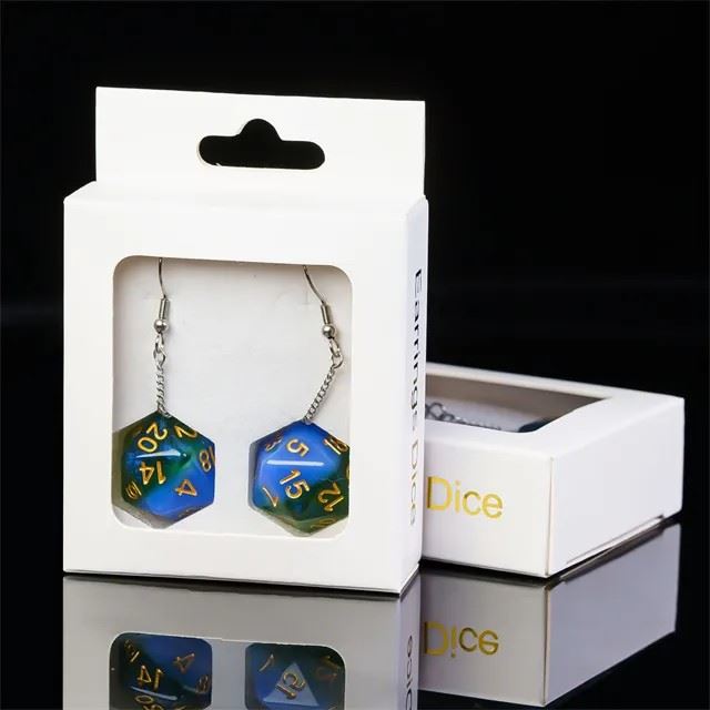 Purple & Green Resin Layered - D20 Earings