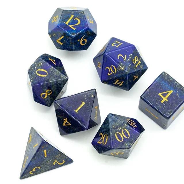 Blue Lapis Lazuli Gemstone - 7pcs RPG Dice Set