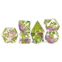 Thumbnail for 7pcs Dice Resin Pattern Duck Green Font Pink Clear