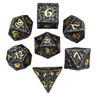 Thumbnail for 7pcs Dice Metal Druid Vine Gold Font Black