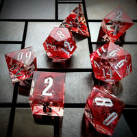 Thumbnail for Spider in Clear & Red Filled Sharp Resin - 7pcs RPG Dice Set