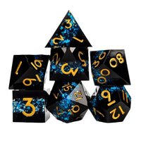 Thumbnail for Blue Band in Black Filled Sharp Resin - 7pcs RPG Dice Set
