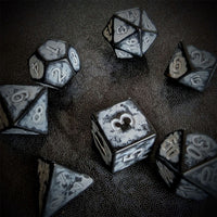 Thumbnail for Washed White on Black Acrylic - 7pcs RPG Full Dice Set