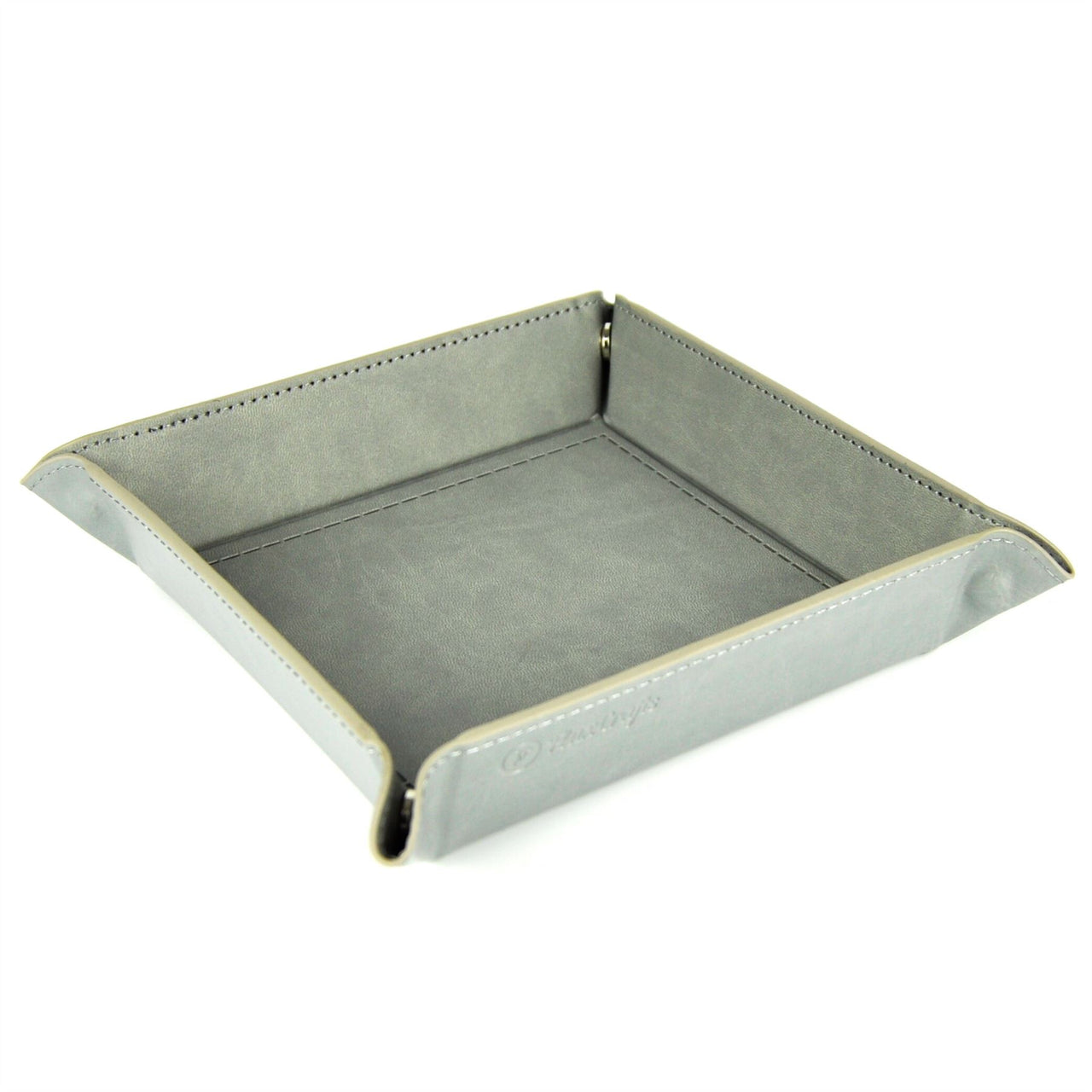 Grey PU Leather - Square Hard Dice Tray