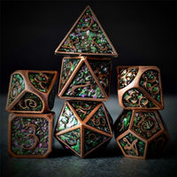 Thumbnail for Glitter Pink Enamel in Copper Metal - 7pcs RPG Dice Set