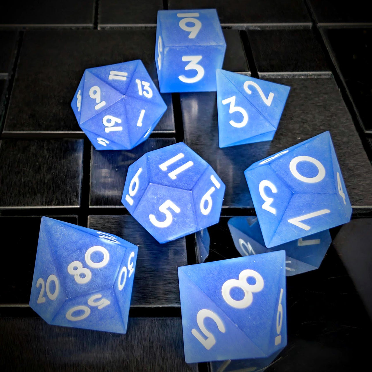 7pcs Dice Sharp Frosted Blue