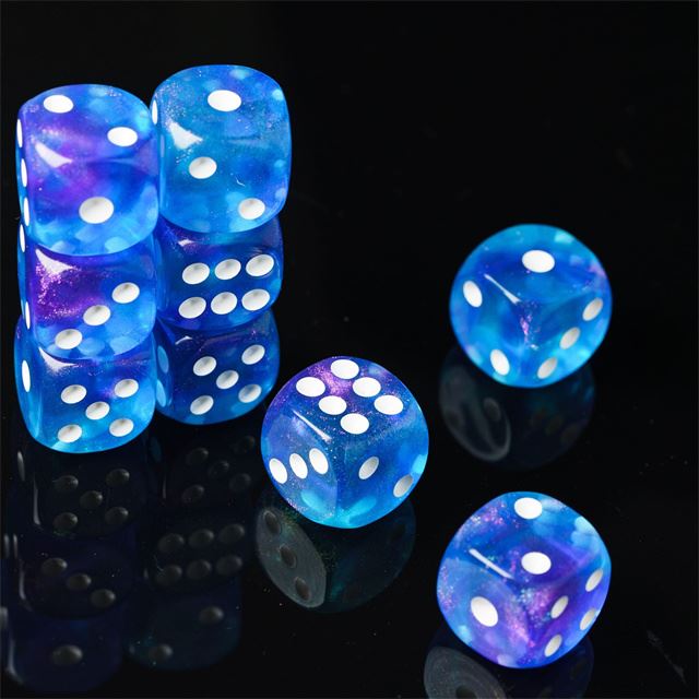 16mm White & Red Acrylic with Glitter - 6pcs D6 RPG Dice Set