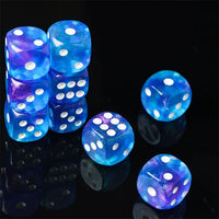 Thumbnail for 16mm White & Red Acrylic with Glitter - 6pcs D6 RPG Dice Set