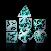 Thumbnail for Green Blood Splatter on White Acrylic - 7pcs RPG Full Dice Set