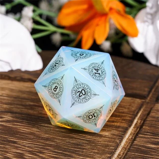 Astrology on Opalite Gemstone - D20 RPG Dice