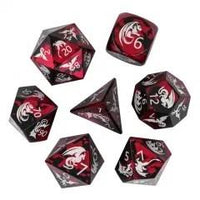 Thumbnail for 7pcs Dice Metal Aluminium White Font Dragon Red Black