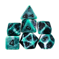 Thumbnail for Washed Green on White Acrylic - 7pcs RPG Full Dice Set