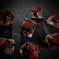 Thumbnail for Vampire Bat in Clear & Black Resin - 7pcs RPG Full Dice Set