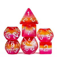Thumbnail for 7pcs Dice Resin Layer Silver Font Lesbian Red Yellow Pink
