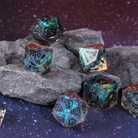 Thumbnail for Artificier on Clear & Grey with Candy Sharp Resin - 7pcs RPG Dice Set