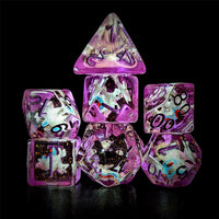 Thumbnail for Unicorn in Clear & Purple Resin - 7pcs RPG Full Dice Set