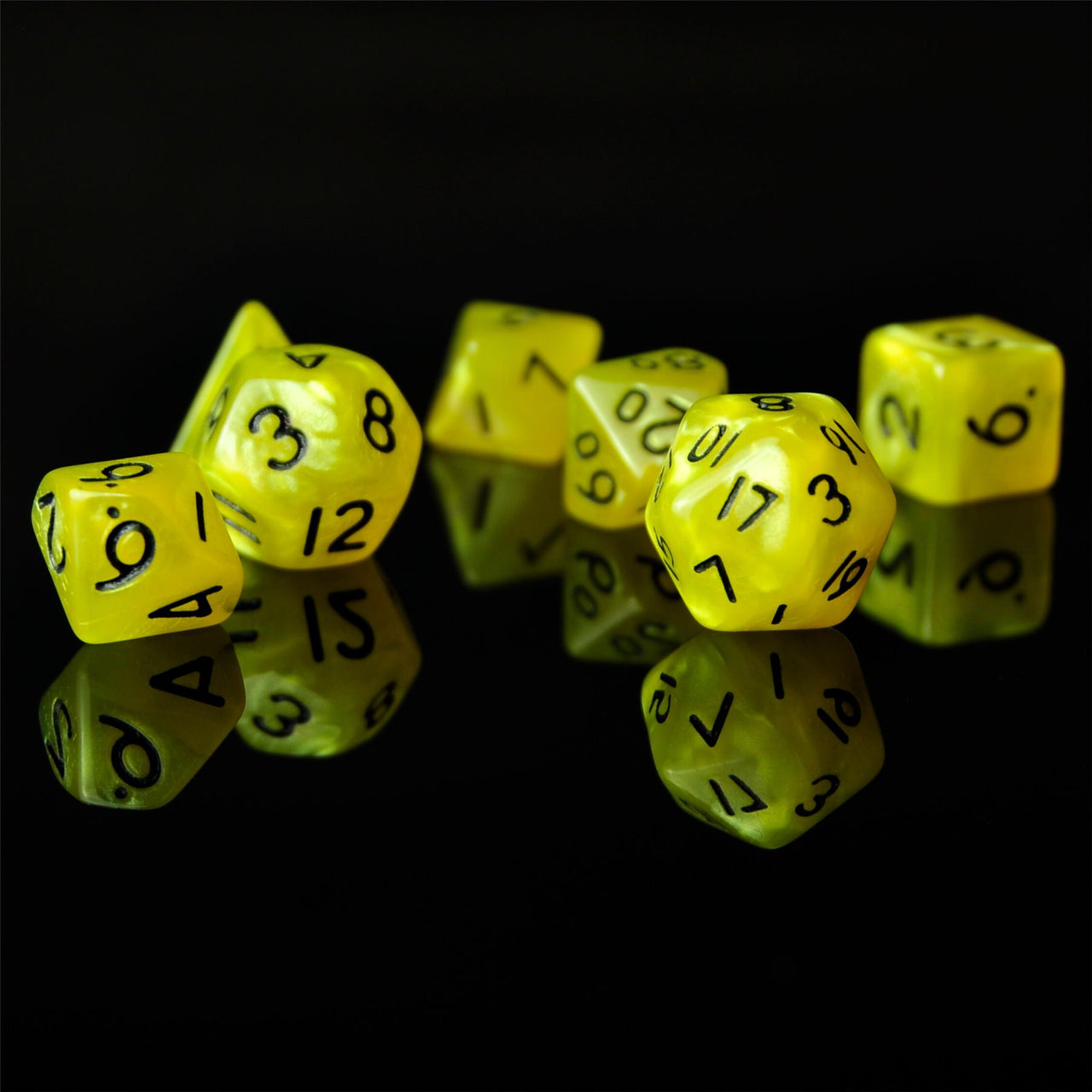 Silk Yellow Acrylic - 7pcs RPG Mini Dice Set