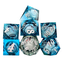 Thumbnail for Eye Ball in Clear & Blue Liquid Filled Sharp Resin - 7pcs RPG Dice Set