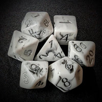 Thumbnail for Grey Swirl in White Resin - 7pcs RPG Full Dice Set