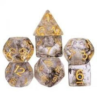 Thumbnail for 7pcs Dice Resin Swirl Gold Font Black Clear