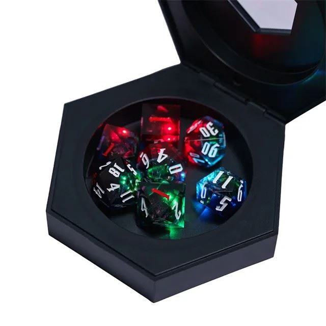 Multicoloured Sharp LED - 7pcs RPG Dice Set