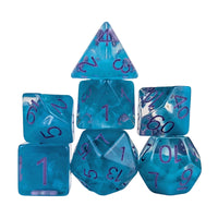 Thumbnail for Sky Blue Swirl in Clear Resin - 7pcs RPG Full Dice Set