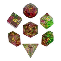 Thumbnail for 7pcs Dice Gem Glass Gold Font Cracked Pink Green (UD)