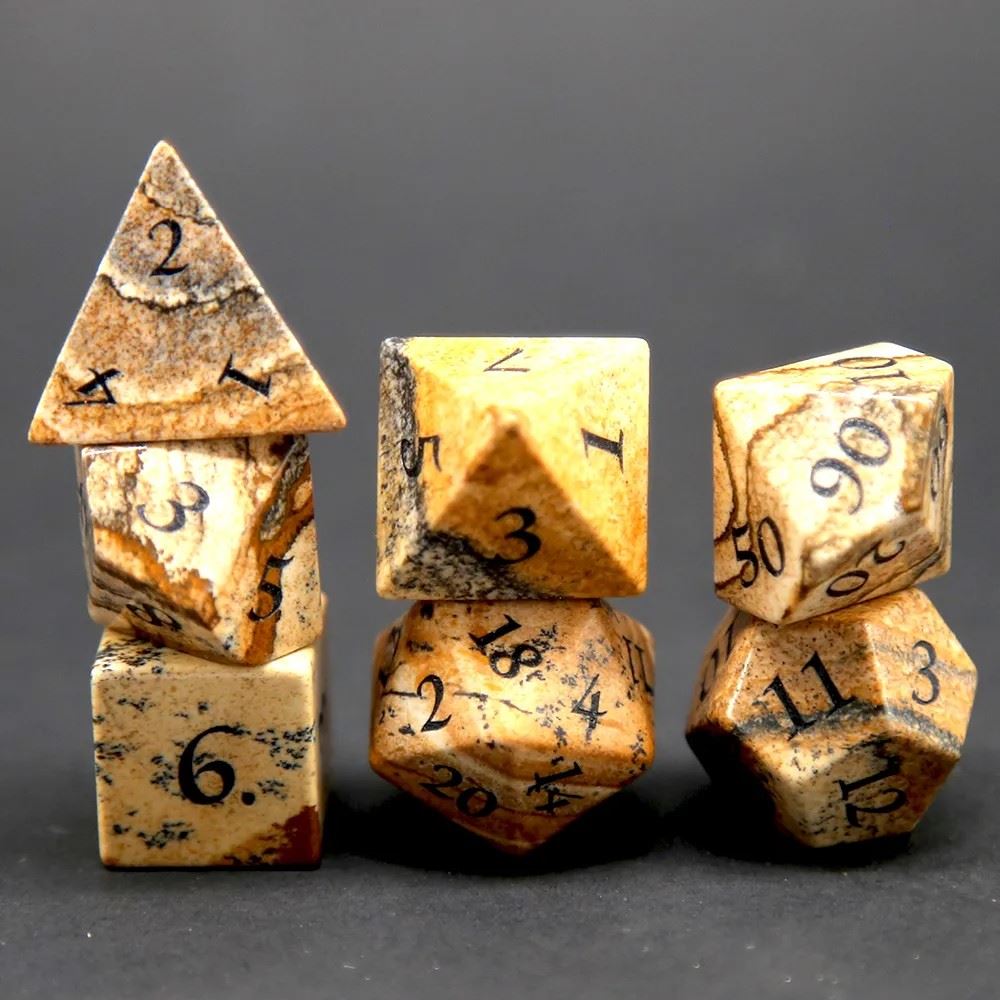 Yellow Jasper Gemstone - 7pcs RPG Dice Set