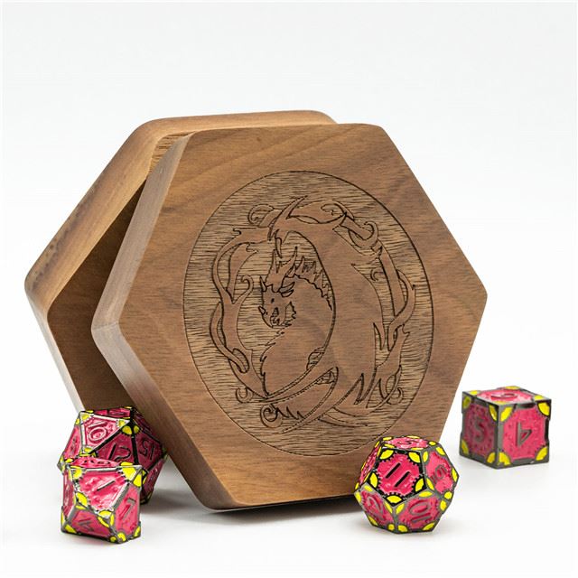 Dragon on Walnut Wood -  Hinged Dice Storage