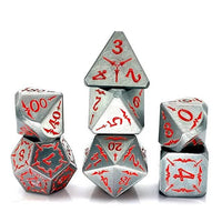 Thumbnail for Red Sword in Nickel Silver Metal - 7pcs RPG Dice Set