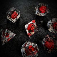 Thumbnail for Red Skull in Clear Resin - 7pcs RPG Full Dice Set