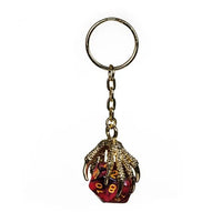 Thumbnail for Red & Black Acrylic in  Gold Metal Claw - D20 Keyring