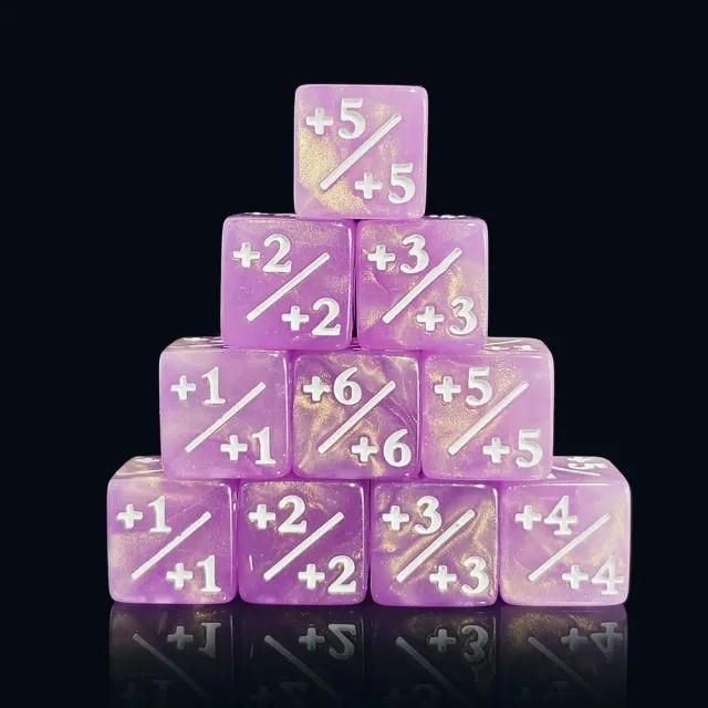 6pcs D6 16mm Dice Acrylic Counter White Font Pink Purple