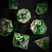 Thumbnail for Green Swirl in Clear Resin - 7pcs RPG Full Dice Set