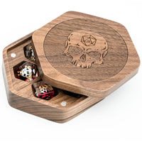 Thumbnail for Skull on Walnut Wood with 7 Slots -  Magnetic Dice Storage