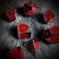 Thumbnail for Red Heart Enamel in Silver Metal - 7pcs RPG Dice Set