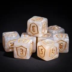 6pcs D6 16mm Dice Acrylic Gold Font Shield White