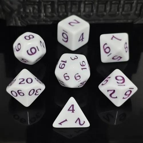 7pcs Dice Acrylic Blend Purple Font Solid White