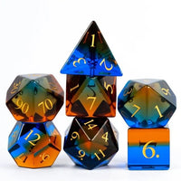 Thumbnail for Blue and Amber Glass - 7pcs RPG Dice Set