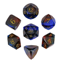 Thumbnail for 7pcs Dice Gem Glass Facet Gold Font Blue Brown (UD)
