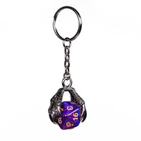 Thumbnail for Purple & Blue Acrylic in  Silver Metal Claw - D20 Keyring