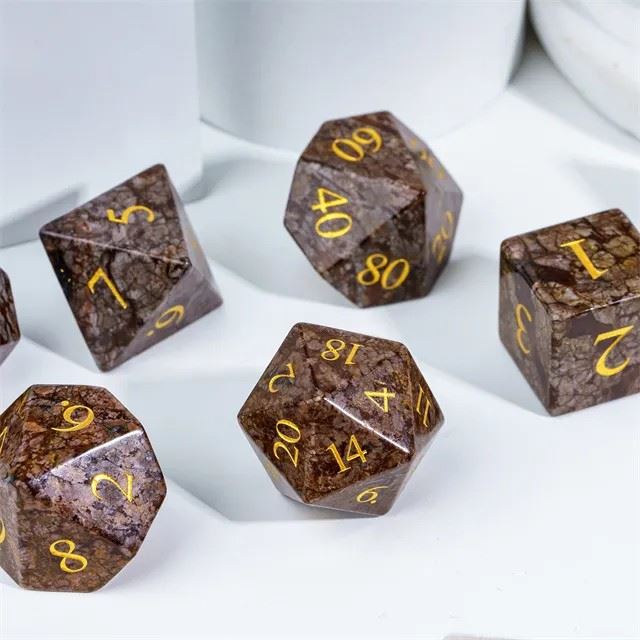 Brown Snowflake Gemstone - 7pcs RPG Dice Set