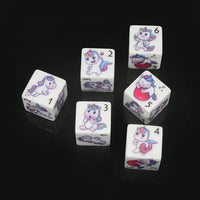 Thumbnail for 16mm White Unicorn Acrylic  - 6pcs D6 RPG Dice Set