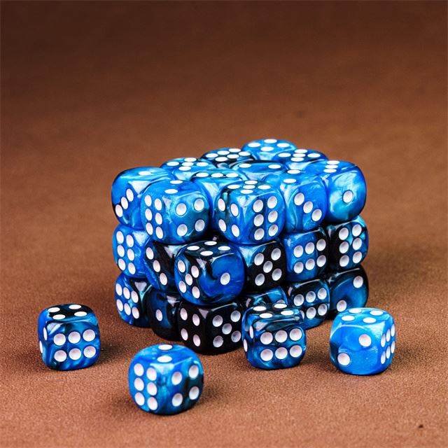 12mm Blue & Black Acrylic - 10pcs D6 RPG Dice Set